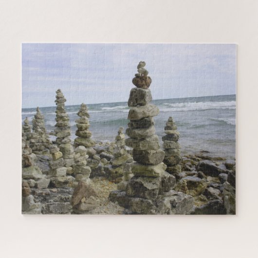 Mackinac Island Rock Cairn Collectie - 16 x 20 inc Legpuzzel (Horizontaal)