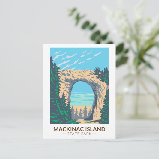 Mackinac Island State Park Michigan Arch Rock Briefkaart (Staand voorkant)