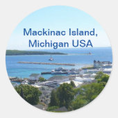 Mackinac Island Uitzicht, Michigan Verenigde State Ronde Sticker (Voorkant)