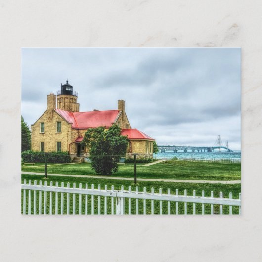 Mackinac Light and Bridge Briefkaart (Voorkant)