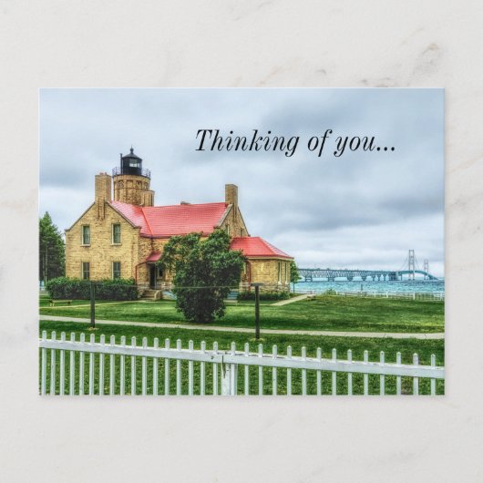 Mackinac Light and Bridge denking You Briefkaart (Voorkant)