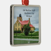 Mackinac Light and Bridge Metalen Ornament (Rechts)