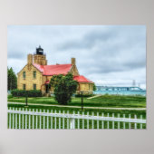Mackinac Light and Bridge Poster (Voorkant)