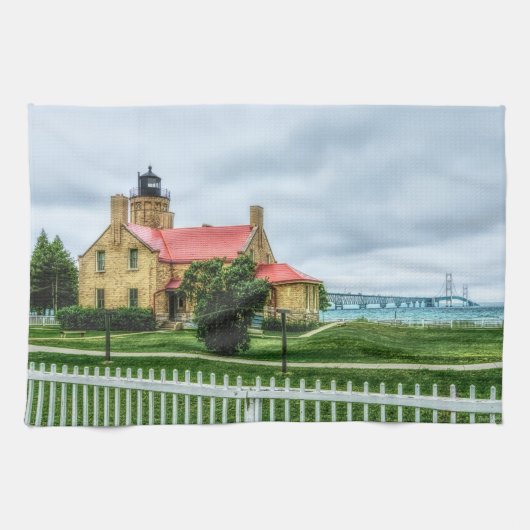 Mackinac Light and Bridge Theedoek (Horizontaal)