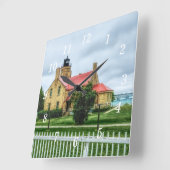 Mackinac Light and Bridge Vierkante Klok (Hoek)