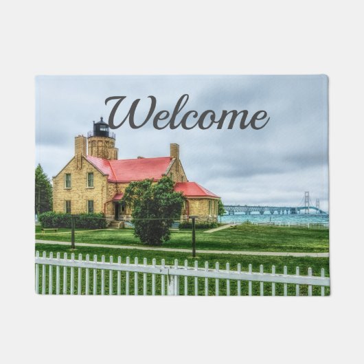 Mackinac Light and Bridge Welcome Doormat Deurmat (Voorkant)