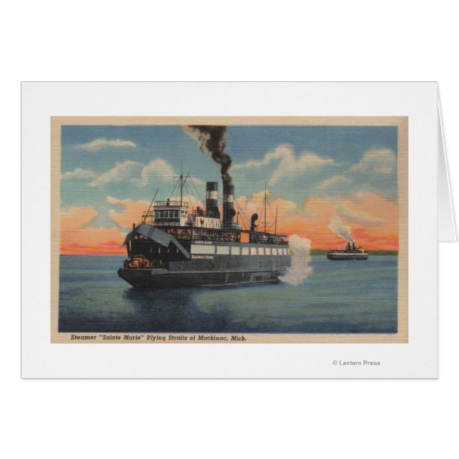 Mackinac, MI - Uitzicht van Sainte Marie Steamer (Voorkant Horizontaal)