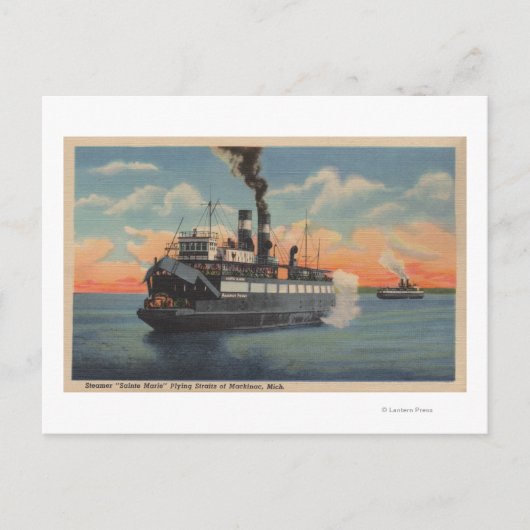 Mackinac, MI - Uitzicht van Sainte Marie Steamer Briefkaart (Voorkant)