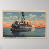 Mackinac, MI - Uitzicht van Sainte Marie Steamer Poster (Voorkant)