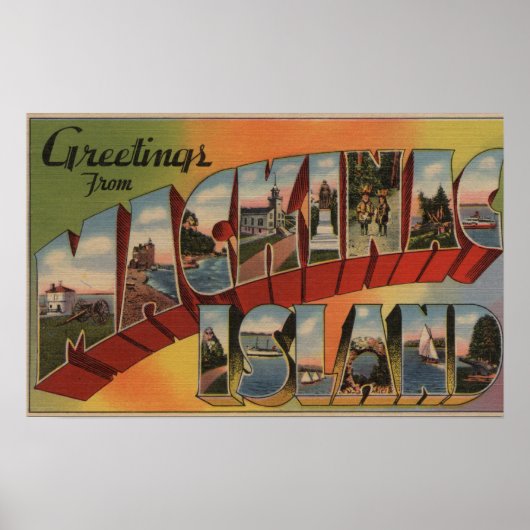 Mackinac, Michigan - Grote lettertjes Poster (Voorkant)