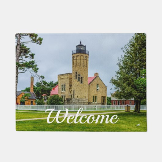 Mackinac Point Light Welcome Doormat Deurmat (Voorkant)