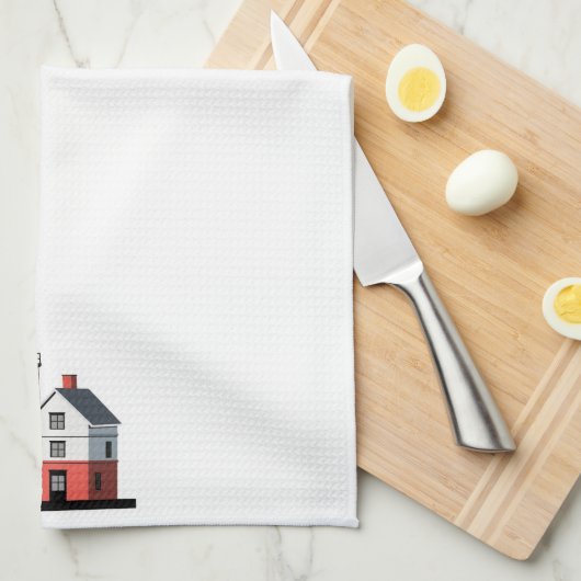 Mackinac Round Island Lighthouse Kitchen Towel Theedoek (Quarter Fold)