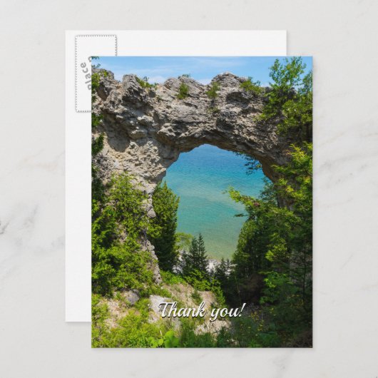 Mackinacs Arch Rock Dank je postkaart (Voorkant / Achterkant)