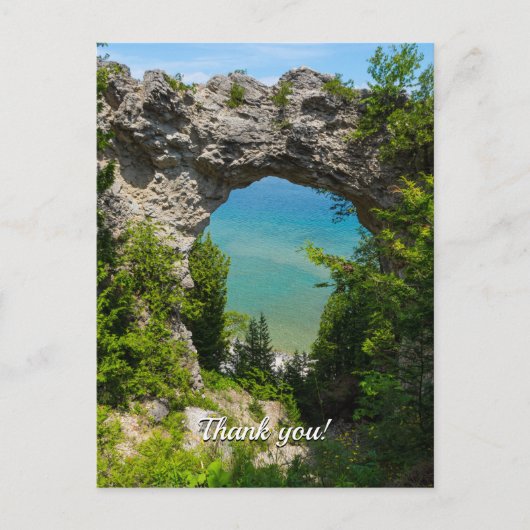 Mackinacs Arch Rock Dank U Postkaart (Voorkant)
