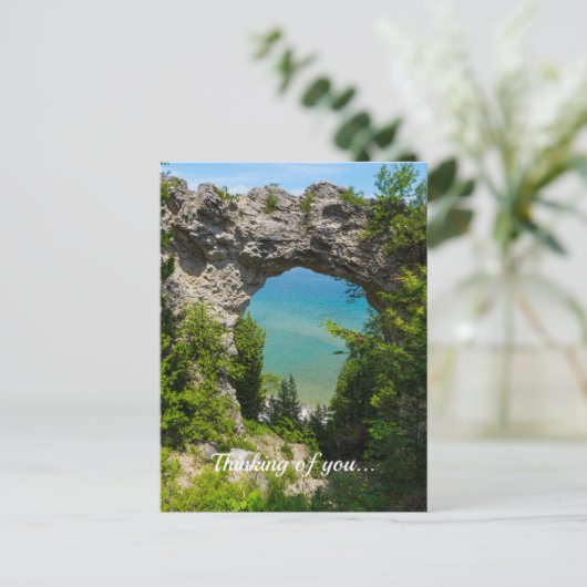 Mackinacs Arch Rock denking of you Briefkaart (Staand voorkant)