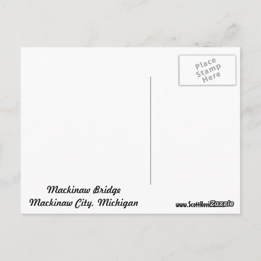 Mackinaw Bridge Briefkaart (Achterkant)