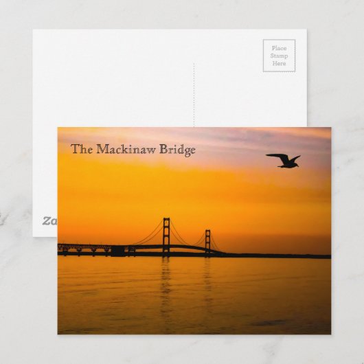 Mackinaw Bridge op Sunset Briefkaart (Voorkant / Achterkant)