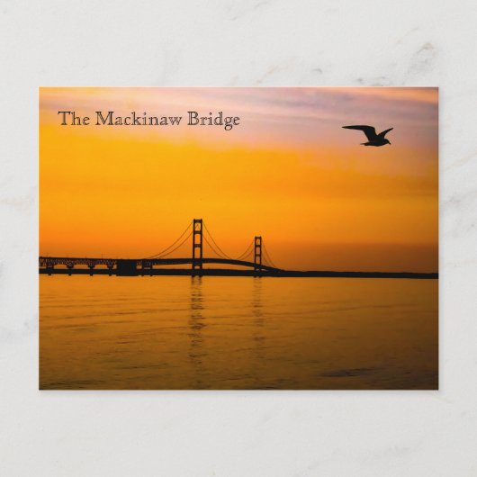 Mackinaw Bridge op Sunset Briefkaart (Voorkant)