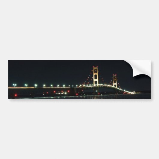 Mackinaw Bridge 's nachts ontstoken Bumpersticker (Voorkant)