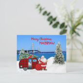 Mackinaw City Christmas Kaart met de kerstman in h (Staand voorkant)