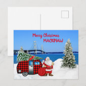 Mackinaw City Christmas Kaart met de kerstman in h (Voorkant / Achterkant)