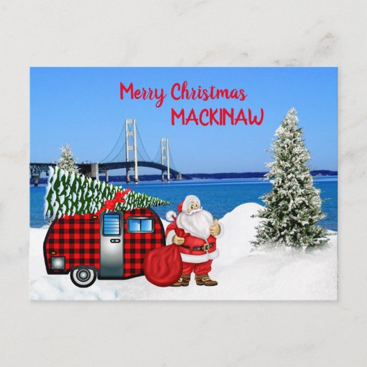 Mackinaw City Christmas Kaart met de kerstman in h (Voorkant)