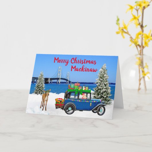 Mackinaw City Kerst Kaart (Gele Bloem)