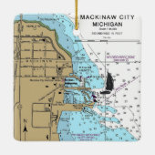 Mackinaw City MI Nautical Chart Keramisch Ornament (Achterkant)