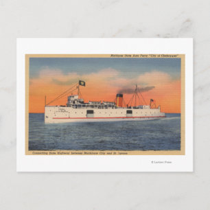Mackinaw City, MI - Uitzicht van de stad Cheboygan Briefkaart