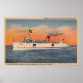 Mackinaw City, MI - Uitzicht van de stad Cheboygan Poster (Voorkant)