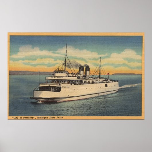 Mackinaw City, MI - Uitzicht van de stad Petoskey Poster (Voorkant)