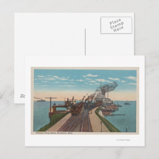 Mackinaw City, MI - Uitzicht van spoorwegveerbootd Briefkaart (Voorkant / Achterkant)