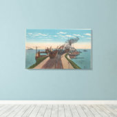 Mackinaw City, MI - Uitzicht van spoorwegveerbootd Canvas Afdruk (Insitu (Houten vloer))