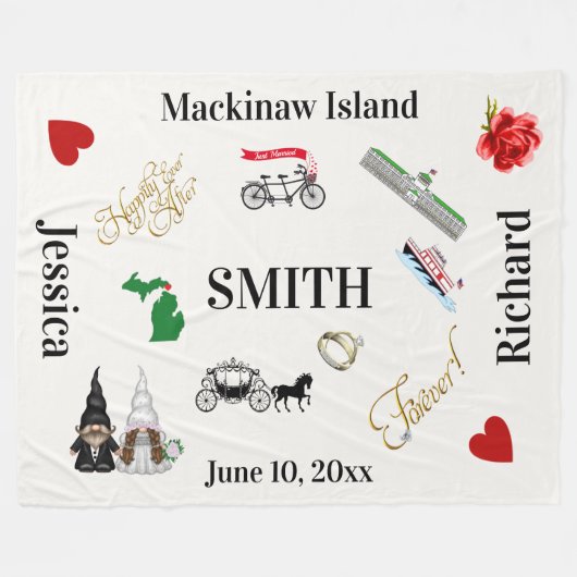 Mackinaw Island Wedding Fleece Blanket (Voorkant (Horizontaal))