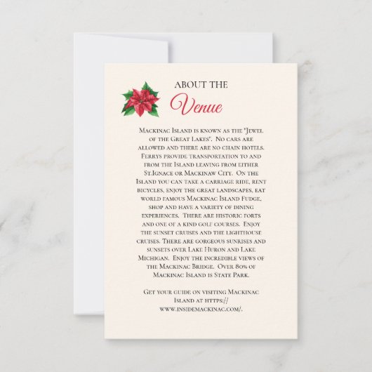 Mackinaw Island Wedding Venue Information Card RSVP Kaartje (Voorkant)