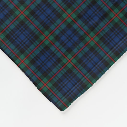 MacKinlay Clan Blauw, Zwart en Groen Tartan Fleece Deken (Hoek)