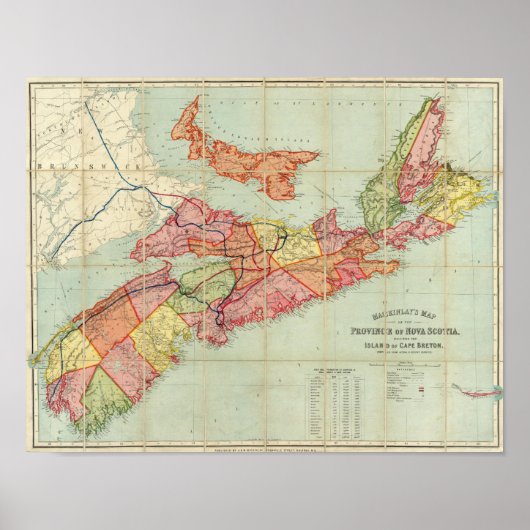 Mackinlay-kaart van de provincie Nova Scotia 2 Poster (Voorkant)