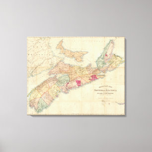Mackinlay-kaart van de provincie Nova Scotia 3 Canvas Afdruk