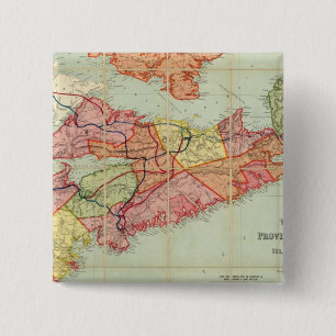 Mackinlay-kaart van de provincie Nova Scotia 4 Vierkante Button 5,1 Cm