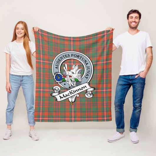 MacKinnon Ancient Clan Badge Tartan Pset Fleece Deken (In situ)