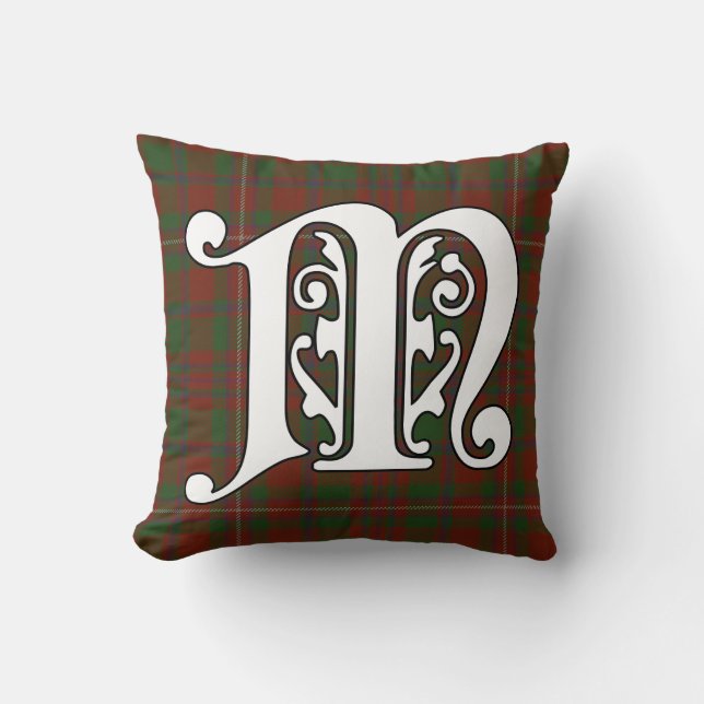 MacKinnon Clan Tartan Monogram Kussen (Voorkant)