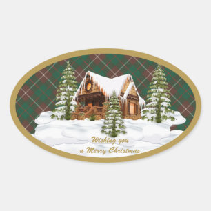 MacKinnon Hunting Ancient Original Scottish Tartan Ovale Sticker