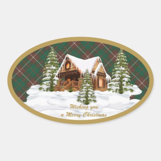 MacKinnon Hunting Ancient Original Scottish Tartan Ovale Sticker (Voorkant)