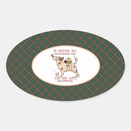 MacKinnon Hunting  Scottish Tartan Christmas Ovale Sticker (Voorkant)