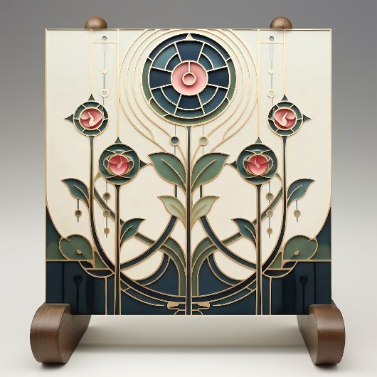 Mackintosh Art Deco Abstract Floral Wall Decor Cer Tegeltje