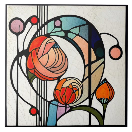 Mackintosh Art Deco Abstract Floral Wall Decor Tegeltje (Voorkant)