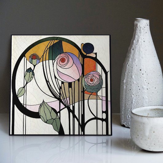 Mackintosh Art Deco Abstract Floral Wall Decor Tegeltje