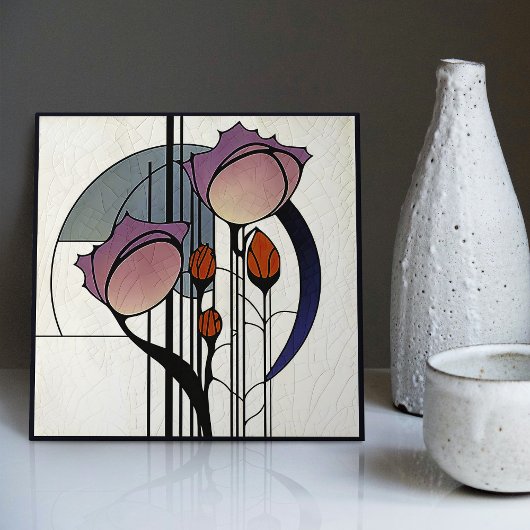 Mackintosh Art Deco Abstract Floral Wall Decor Tegeltje