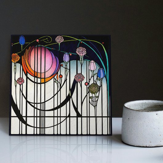 Mackintosh Art Deco Abstract Floral Wall Decor Tegeltje