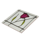 Mackintosh Art Deco Abstract Red Rose Floral Tegeltje (Zijkant)